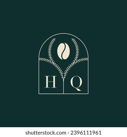 HQ Unique and simple logo design combination of letters and coffee bean