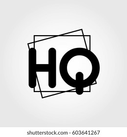 hq uppercase initials square frame business logo