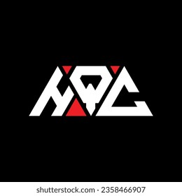 HQC triangle letter logo design with triangle shape. HQC triangle logo design monogram. HQC triangle vector logo template with red color. HQC triangular logo Simple, Elegant, and Luxurious design.
