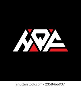 HQF triangle letter logo design with triangle shape. HQF triangle logo design monogram. HQF triangle vector logo template with red color. HQF triangular logo Simple, Elegant, and Luxurious design.