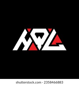 HQL triangle letter logo design with triangle shape. HQL triangle logo design monogram. HQL triangle vector logo template with red color. HQL triangular logo Simple, Elegant, and Luxurious design.