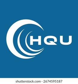 Diseño de letra HQU. Diseño del logotipo de la tecnología de la letra de HQU en un fondo azul. Diseño del logotipo del monograma de HQU para un emprendedor y un negocio