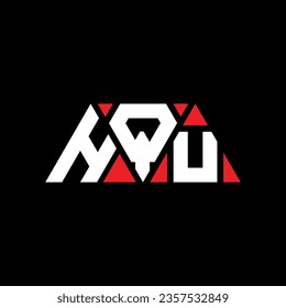 HQU Dreieck Buchstaben Logo Design mit Dreieck Form. HQU Dreieck Logo Design Monogramm. HQU Dreieck Vektor Logo Vorlage mit roter Farbe. HQU Dreieckslogo Einfaches, elegantes und luxuriöses Design.