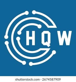 HQW diseño de la letra. Diseño del logotipo de la tecnología de la letra de HQW en un fondo azul. Diseño del logotipo del monograma de HQW para un emprendedor y un negocio