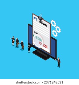 Hr Agentur. Warteschlange für Bewerber zum Gegenwert von 3D-Vektorgrafik-Konzept für Banner, Website, Illustration, Landing-Page, Flyer usw.