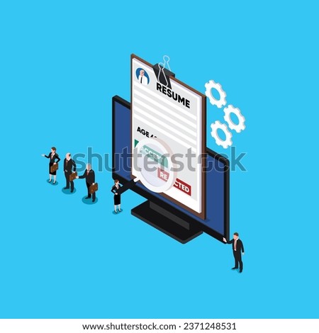 Hr agency. Applicants queue for consideration 3d vector illustration concept for banner, website, illustration, landing page, flyer, etc