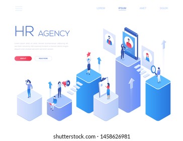 HR agency - modern colorful isometric vector web banner