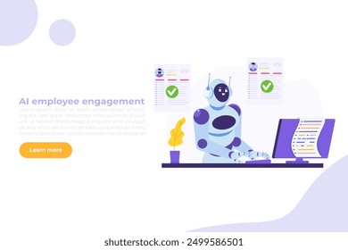 HR AI, robots scanning CV for searching vacancy candidates. Flat Vector illustration.