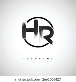 HR Brush Stroke Logo – Modern Artistic Symbol with Ink Texture for Creative Branding and Visual Identity Design