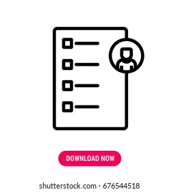 HR checklist vector icon, The outlined symbol of list of hr. Simple, modern flat vector illustration for mobile app, website or desktop app