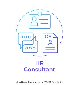 HR consultant blue gradient concept icon. Human resources. Documentation management. Round shape line illustration. Abstract idea. Graphic design. Easy to use in infographic, presentation