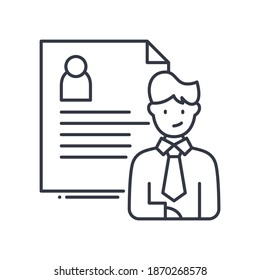 Hr contract icon, linear isolated illustration, thin line vector, web design sign, outline concept symbol with editable stroke on white background.