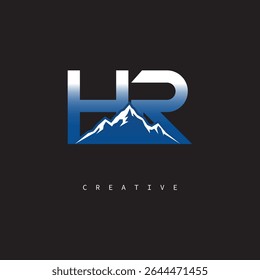 HR Creative Mountain Logo Negrito Gradiente Letra Marca Branding Design para Marcas de Negócios ao Ar Livre