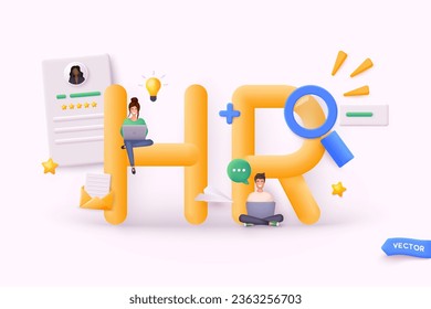 HR department. Human Resources management. Employer hiring candidates. Recruitment agency, employment, headhunting business. 3D Web Vector Illustrations.