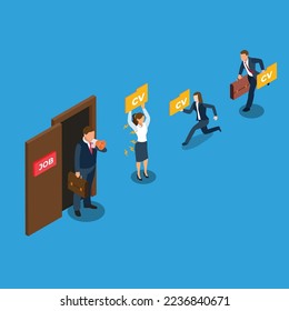 HR department invites candidates for new vacancy isometric 3d vector illustration concept for banner, website, illustration, landing page, flyer, etc.