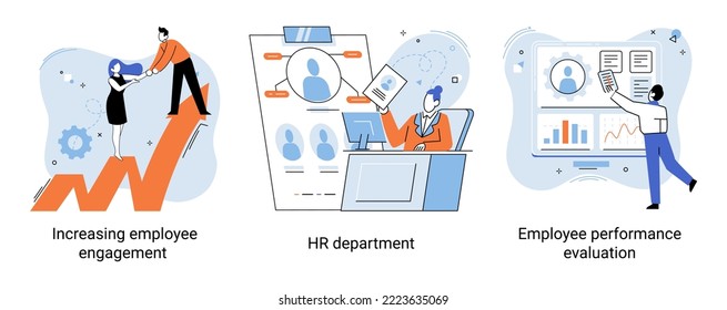 Personalabteilung Arbeitsszenen gesetzt, qualifizierte Mitarbeiter verantwortlich für die Bildung von Humanressourcen in der Organisation. Spezialist für Auswahl, Anpassung, Entlassung, Personalentwicklung