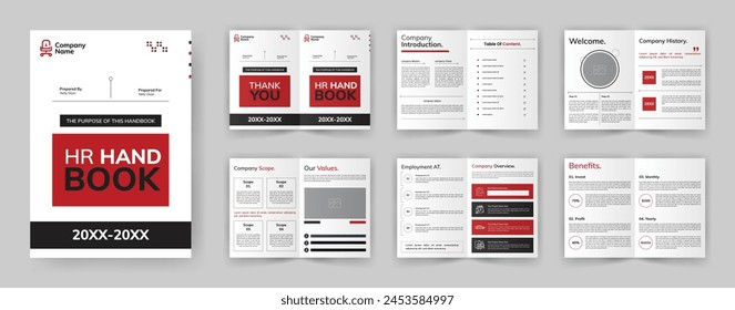 HR Employee Handbook Brochure Template. Welcome Company Handbook Brochure of Introduction About Company.