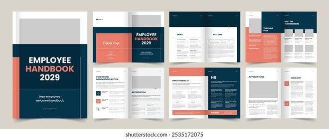 HR Employee Handbook Layout Design, Company Handbook Brochure