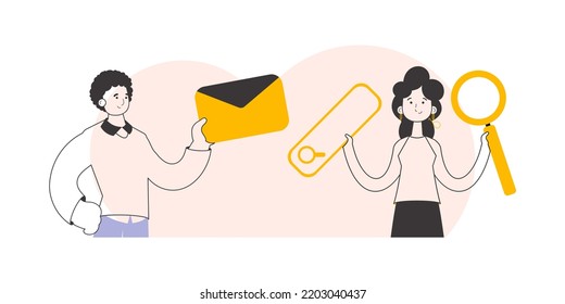 Empleados de RR. HH. Estilo lineal. Ilustración vectorial.