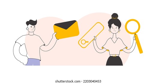 HR employees. Linear style. Vector.