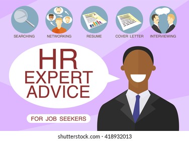 HR expert advice flat illustration. Set of "human resources" icons. Vector image.