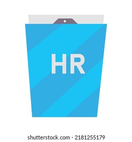 HR folder semi flat color vector object. Hiring workers documents. Full sized item on white. Business and employment simple cartoon style illustration for web graphic design and animation