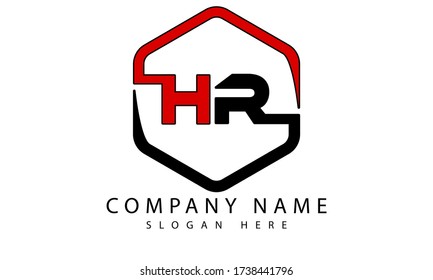HR or H R  initial letter alphabet logo design in  hexagon vector format.
