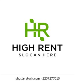 HR or H R letter alphabet logo design in vector format.