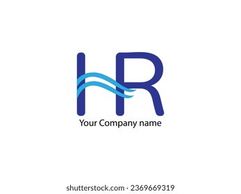 HR or H R letter alphabet design in vector template
