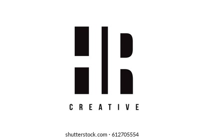 HR H R White Letter Logo Design with Black Square Vector Illustration Template.