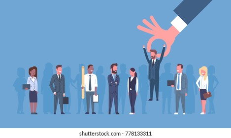 Hr Hand Pick Empresário Do Grupo de Pessoas de Negócios Recruitment Conceito Plano Ilustração Vector