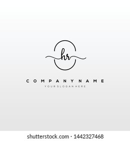 HR handwriting initial logo template vector.