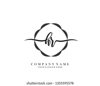 HR handwriting initial  logo vector