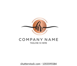 HR handwriting initial  logo vector