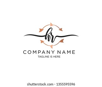 HR handwriting initial  logo vector