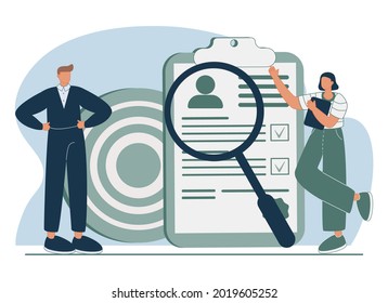 HR and headhunter service abstract concept vector illustration set. Human resources, candidates, performance management, find employee, job applicant, HR management software abstract metaphor.