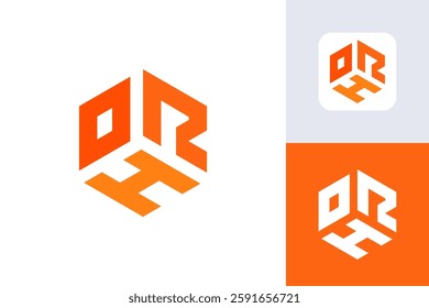 HR Hexagon Logo design, Letter for Initial H and R in geometric hexagon style, Good for general business or identity, simple easy to remember logo design illustration templates.