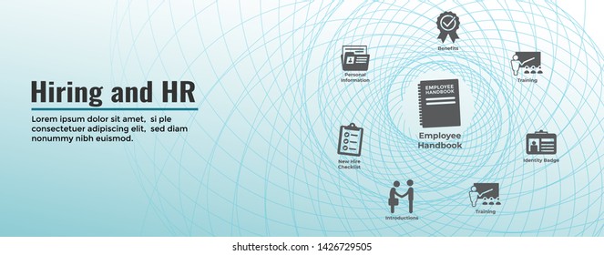 HR and Hiring Process icon set and Web Header Banner
