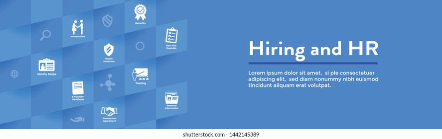 HR and Hiring Process icon set and Web Header Banner