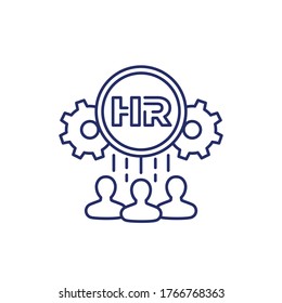 HR, Human Resource line icon on white