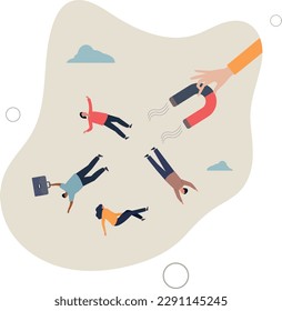 HR, Human resource recruiting candidates or talents, marketing to attract or draw new customers or leadership and charm concept.flat vector illustration.