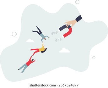 HR, Human resource recruiting candidates or talents, marketing to attract or draw new customers or leadership and charm concept.flat characters.