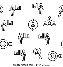 HR Human Resources Icons Set Vector Seamless Pattern Contour Illustration