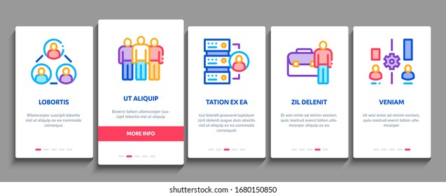 Vector De Pantalla De La Página De La Aplicación Móvil De Recursos Humanos Hr. Ilustraciones En Color De La Gestión E Investigación De Hr, Estrategia Y Entrevista, Ideación Y Discusión
