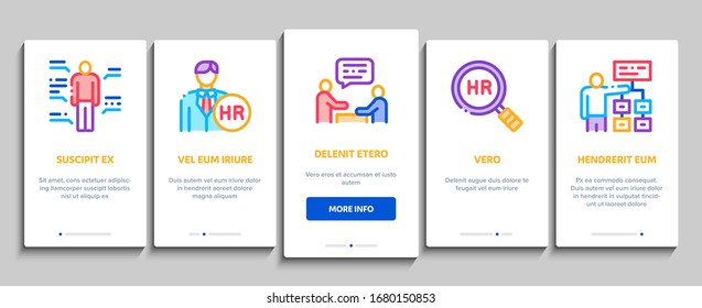Vector De Pantalla De La Página De La Aplicación Móvil De Recursos Humanos Hr. Ilustraciones En Color De La Gestión E Investigación De Hr, Estrategia Y Entrevista, Ideación Y Discusión