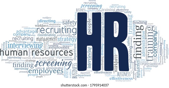 HR - Human resources word cloud isolated on a white background.