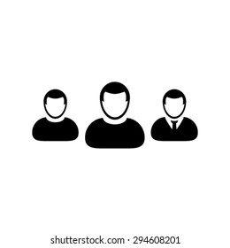Hr icon male group of persons symbol avatar for business management team in flat color glyph pictogram illustration