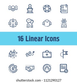 Hr icon set and team abilities with team, meeting and cooperation. First aid kit related hr icon vector for web UI logo design.