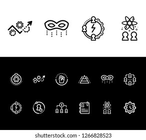 Hr icon set and team abilities with team spirit, recruitment and hierarchy. Group related hr icon vector for web UI logo design.