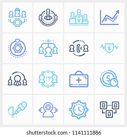 Hr icon set and team success with team members, collective leadership and insurance. Workers related hr icon vector for web UI logo design.